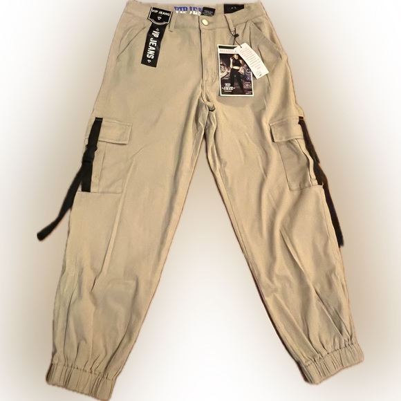 VIP Other - VIP Jeans Relaxed Joggers Essentials Khaki Relaxed Size 9/10 Stretch Cargos NWT